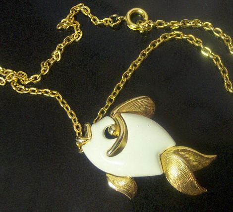 J. J. Enameled Fish Pendant Necklace