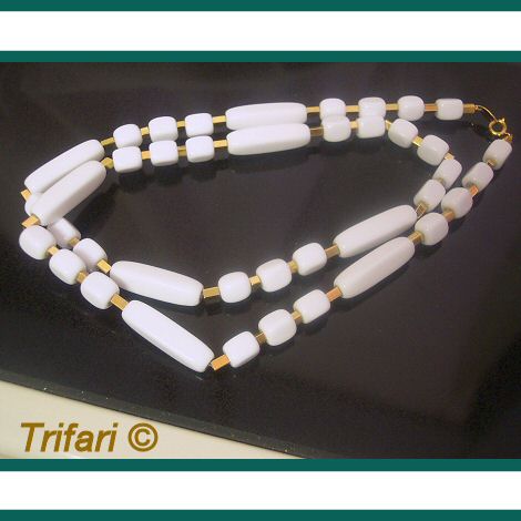 Trifari Plastic and Metal Bead Necklace