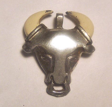 Enameled Cast Metal Steer Head Pendant