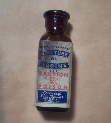 Pharmcal Company NY Tincture of Iodine Brown Glass Bottle
