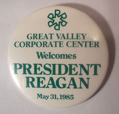 1985 Great Valley President Reagan Pin