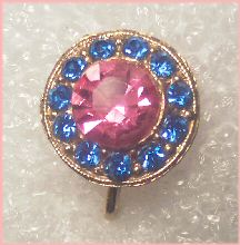Brilliant Pink and Blue Single Earring--Screwback