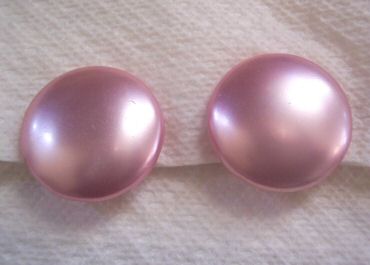 Painted Pink Glass Button Earrings