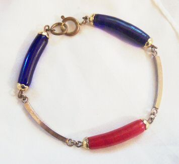Red and Blue Stone Tube Bracelet