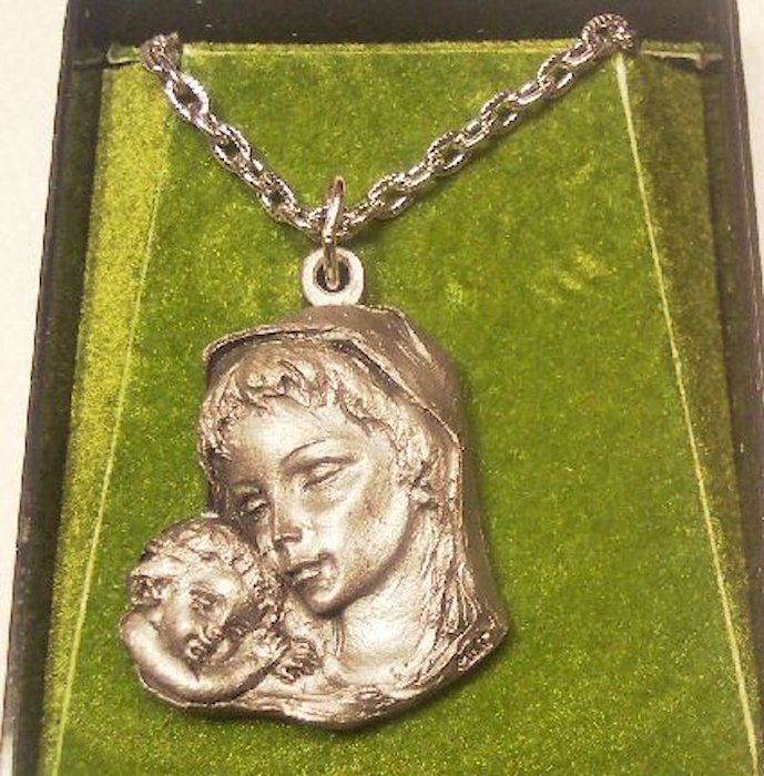 Cast Pewter Mother and Child Necklace