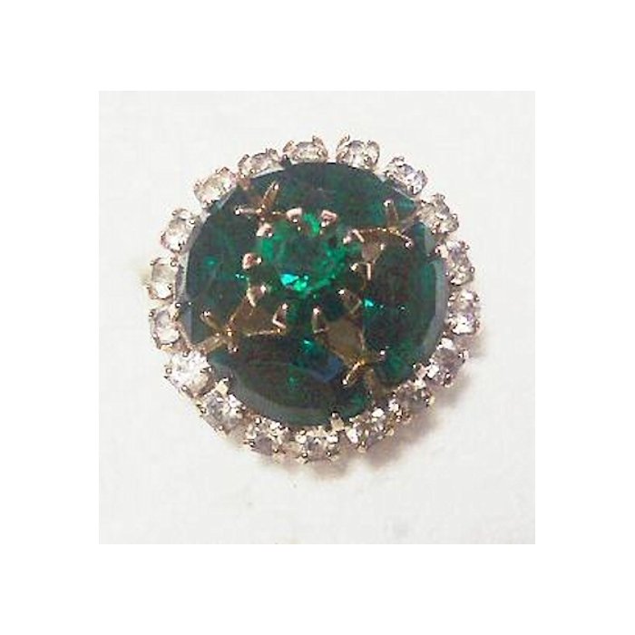 Superb Green and Clear Rhinestone Ring Adjustable