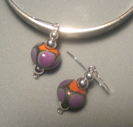 Nancy Safko Purple Glass Bead Earrings