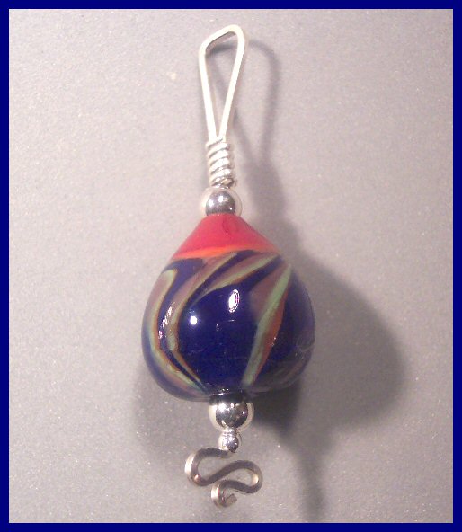 Nancy Safko Blue Marbled Glass Pendant