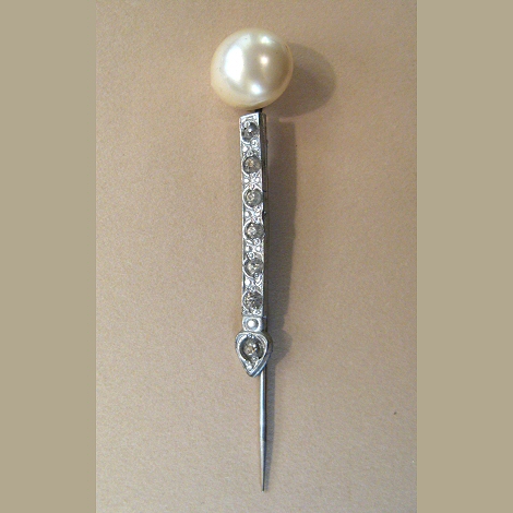 Faux Pearl and Rhinestone Stick Pin