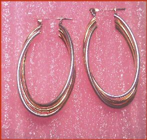 Long Triple Hoop Vermeil Earrings