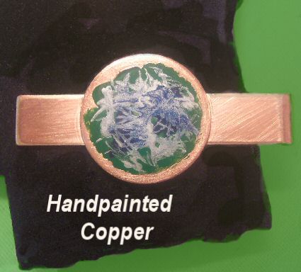 YJ ORIGINALS Handpainted Copper Tie Clasp - Cool Scribbles