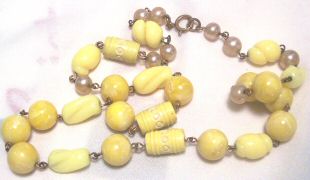Yellow Cut Glass and Brass Necklace