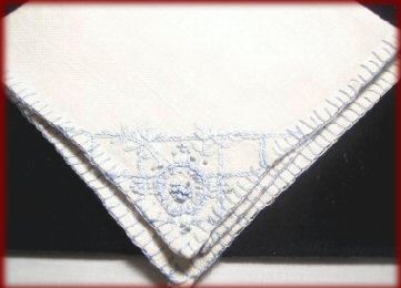 Hand Embroidered Linen Napkin or Hanky
