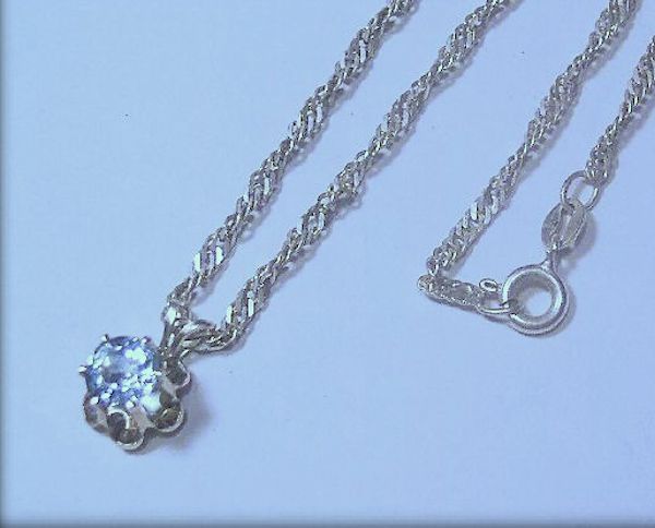 Sky Blue Pendant and Sterling Rope Chain