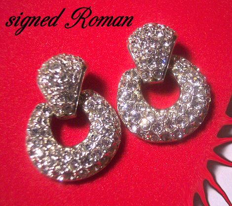 Pave Rhinestone Earrings by Roman