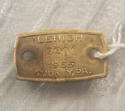 1965 Lehigh County PA Brass Municipal Tag