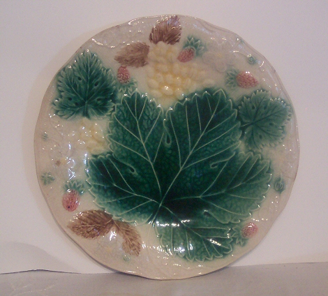 Strawberry, Grapes and Leaves Majolica Plate