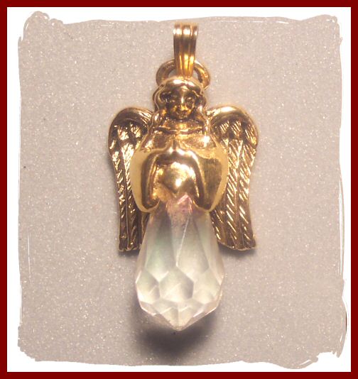 Goldtone and Lucite Angel Pendant