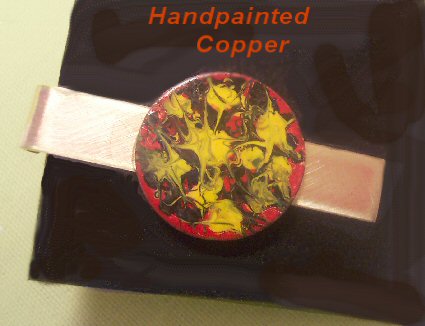 YJ ORIGINALS Handpainted Copper Tie Clasp - Hot Splash